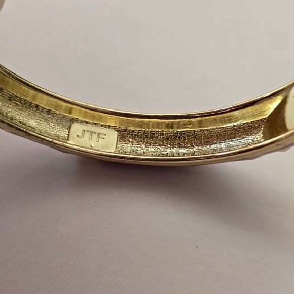 JTF Elephant Palm Tree Bangle Bracelet Gold Purple Pink Enamel - Picture 7 of 10